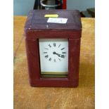CARRIAGE CLOCK WITH LEATHER CASE 5.25" X 3.5" X 4"