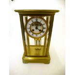 S.MARTI ET CIE BRASS AND GLASS MANTLE CLOCK 13" X 7.75" X 6.5"