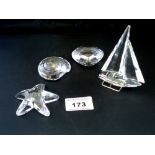 4 ASSORTED SWAROVSKI ORNAMENTS