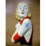 CZECHOSLOVAKIAN LADY WALL PLAQUE 10.25" X 5"