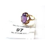 9K GOLD AMETHYST RING TOTAL W: 5.4G SIZE: O