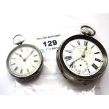 SILVER 'THE MIDLAND LEVER' POCKET WATCH (4 OZT)AND SILVER FOB WATCH (1.4 OZT)