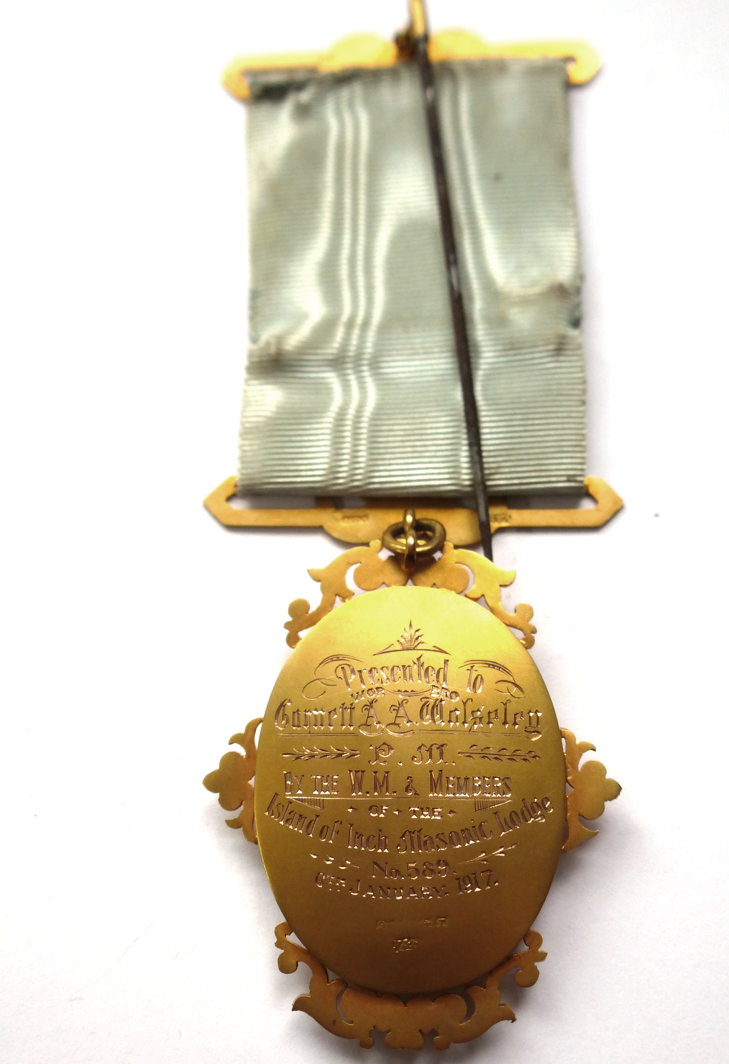 1916 9K GOLD INCH MASONIC LODGE 589 MEDAL TOTAL W: 34.3G - Image 3 of 3