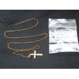 9K GOLD CROSS PENDANT AND CHAIN TOTAL W: 3.4G