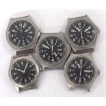 Five MWC quartz wristwatches (not currently functioning and sold as seen)