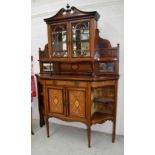 Attractive Edwardian rosewood inlaid side cabinet, 78" high, 54" wide, 17" deep