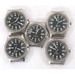 Five MWC quartz wristwatches (not currently functioning and sold as seen)