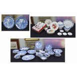 Quantity of Midwinter 'Landscape' pattern dinner ware, pair of English pearl ware blue and white