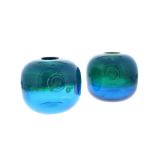 Pair of Mdina Art glass vases with applied Maltese cross seals, 3.75" high (2)