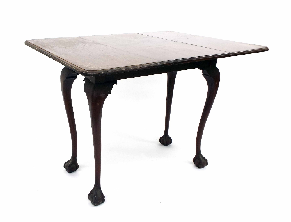 Georgian style mahogany drop leaf table with cabriole legs upon ball and claw feet, 30" wide - Image 2 of 2