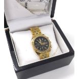 Aston Gerard 18ct gold plated chronograph gentleman's bracelet watch, model no. 130939KM, black
