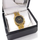 Aston Gerard 18ct gold plated chronograph gentleman's bracelet watch, model no. 130939KM, black