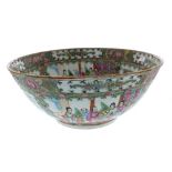 Chinese Cantonese famille rose circular bowl, 12" diameter; Continental pottery ewer, Chinese ginger