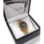 Aston Gerard 18ct gold plated chronograph gentleman's bracelet watch, model no. 130939KM, black