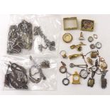 Assorted lot to include a selection of chains, leather straps, bracelets, T-bars and clasps (some