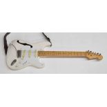Strat style electric guitar, white finish