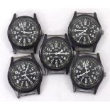 Five MWC quartz wristwatches (not currently functioning and sold as seen)