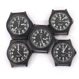 Five MWC quartz wristwatches (not currently functioning and sold as seen)