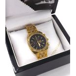 Aston Gerard 18ct gold plated chronograph gentleman's bracelet watch, model no. 130939KM, black