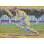 Gerry Wright (20th/21st century) - "The Winning Run", a cricketer, signed, also inscribed verso