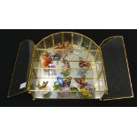 Selection of Franklin Mint 'butterflies of the world' porcelain models, within a brass glazed