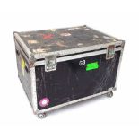 Large ABS flight case on wheels, no. G3, bearing various cargo labels, 33" x 45" x 34"