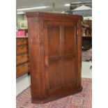 Georgian oak hanging corner cupboard, 42" high, 32" wide