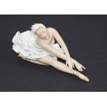 Wallendorfer porcelain figure of a ballerina, printed factory mark, 8" long