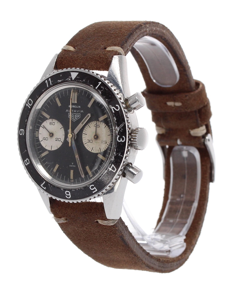 Heuer Autavia chronograph stainless steel gentleman's wristwatch retailed by Gubelin, ref. 3646, - Image 2 of 7