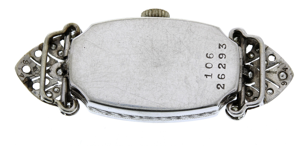 Rolex 18k white gold and diamond set lady's wristwatch, import hallmarks for Glasgow 1926, - Image 2 of 4