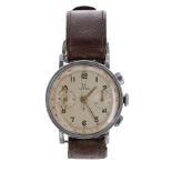 Rare Omega oversized chronograph stainless steel gentleman's wristwatch, ref. 2393, circa 1940,