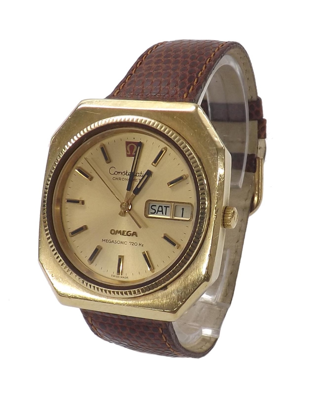 Omega Constellation Chronometer Megasonic 720Hz octagonal cased gold plated and stainless steel