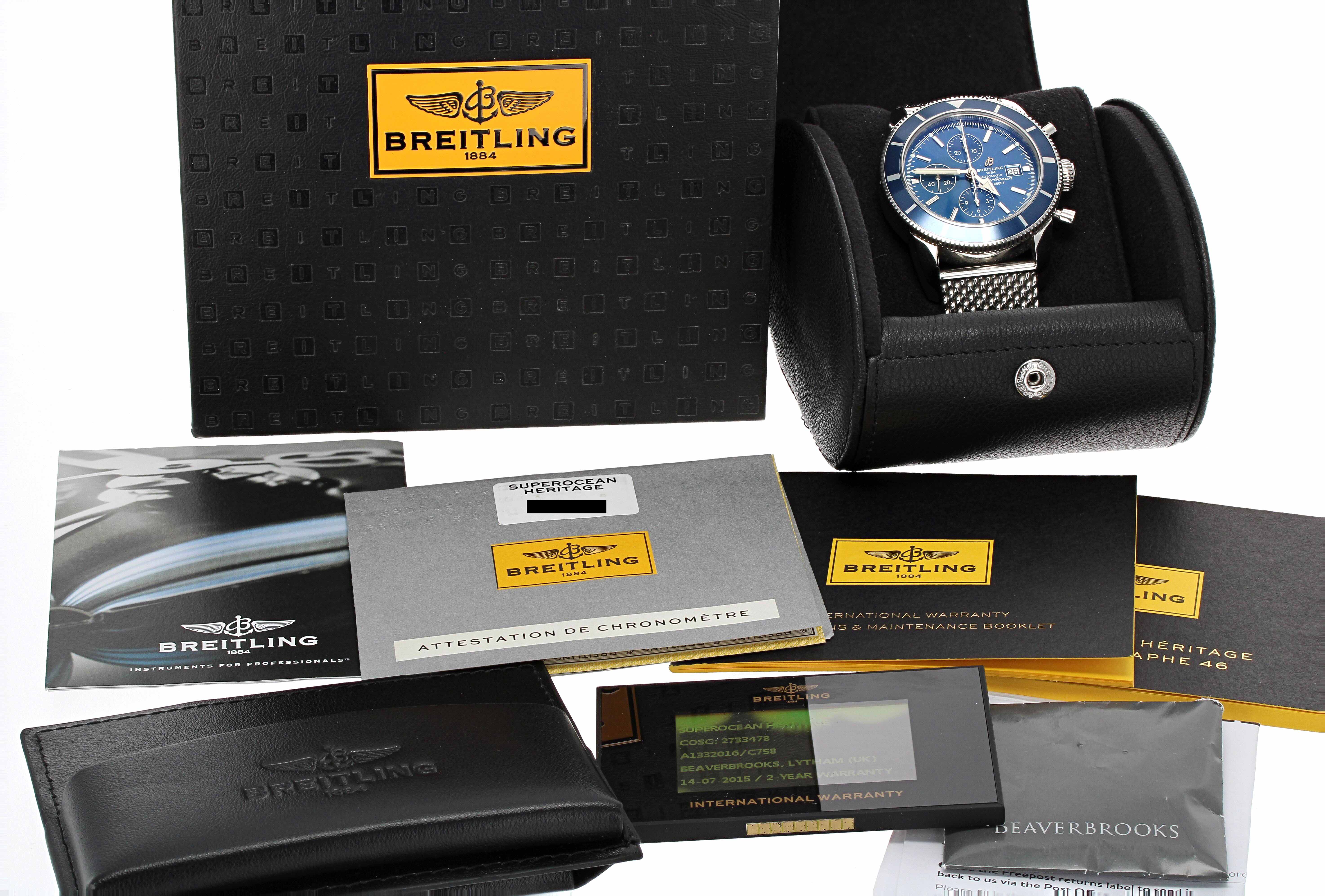 Breitling SuperOcean Heritage chronograph stainless steel gentleman's bracelet watch, ref. A13320,