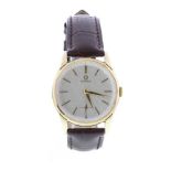 Omega 9ct gentleman's wristwatch, circa 1962, serial no. 1xxxxx68, brushed silvered dial with