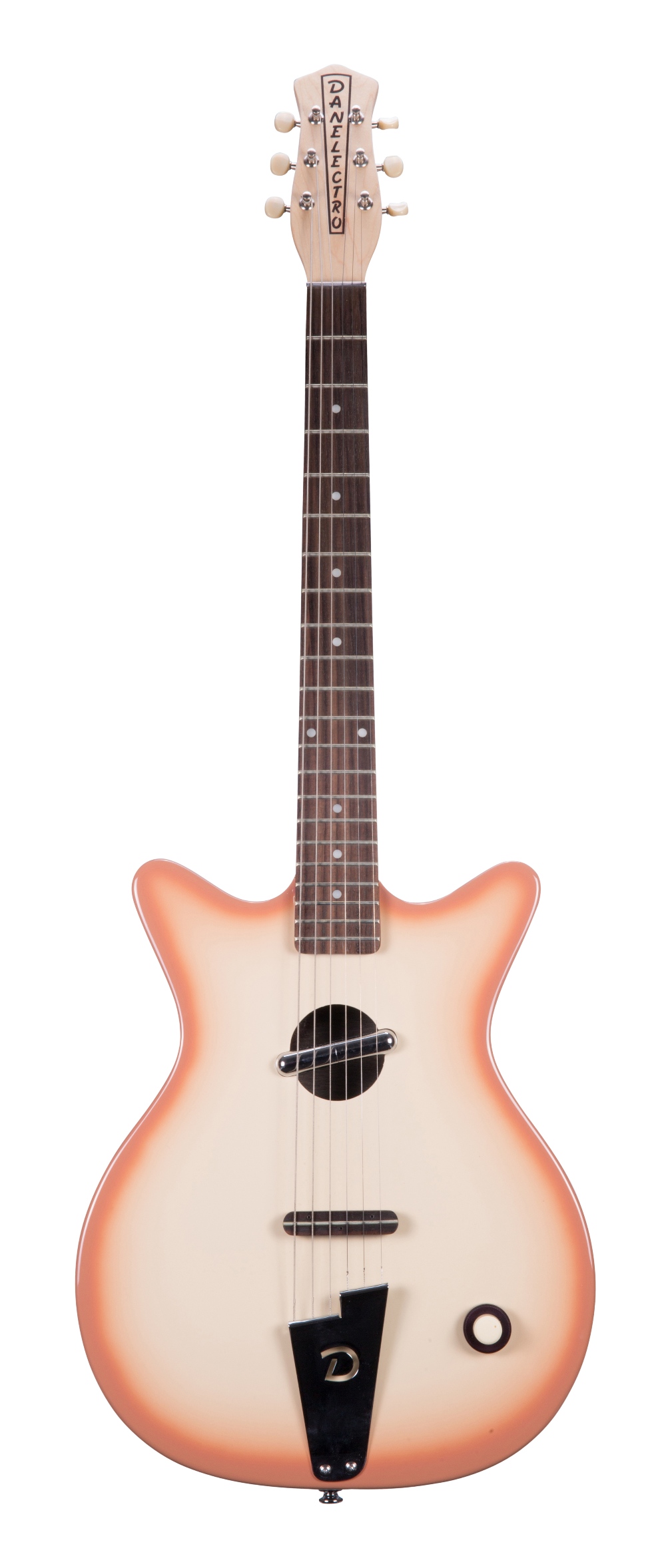 Danelectro Convertible reissue hollow body electric guitar, made in Korea; Finish: pink burst;