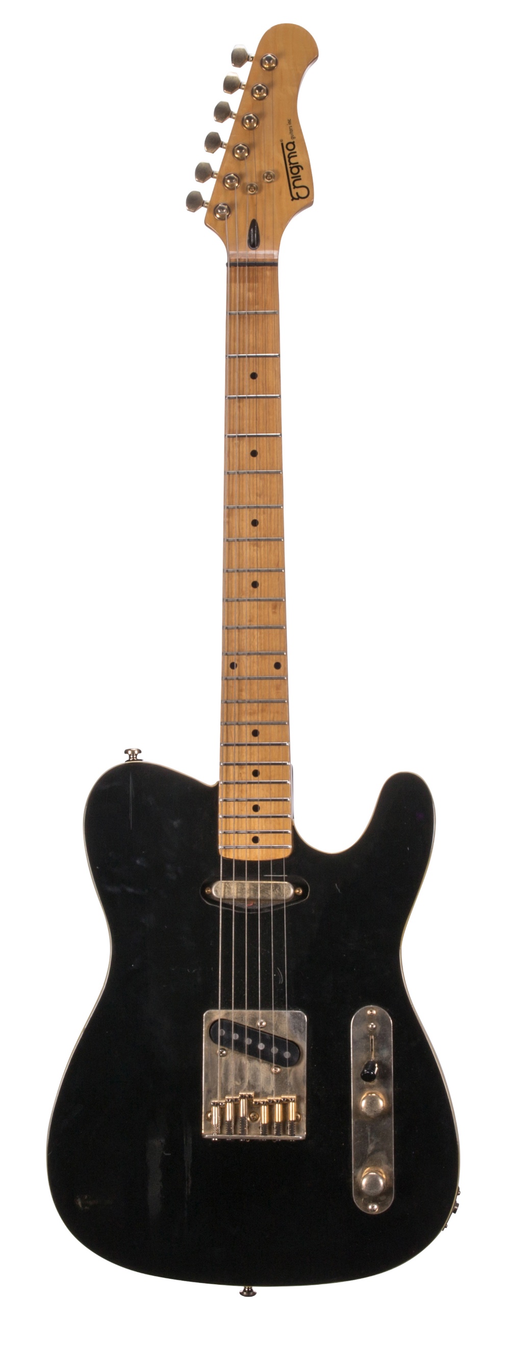 Enigma Telecaster style electric guitar; Finish: black, various surface scratches and other minor