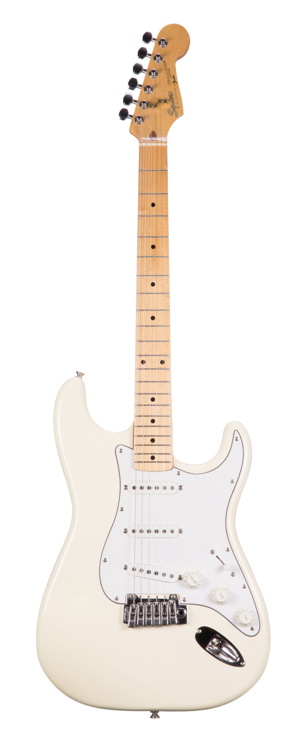 1980s Squier by Fender Silver Series Stratocaster electric guitar, made in Japan, ser. no.