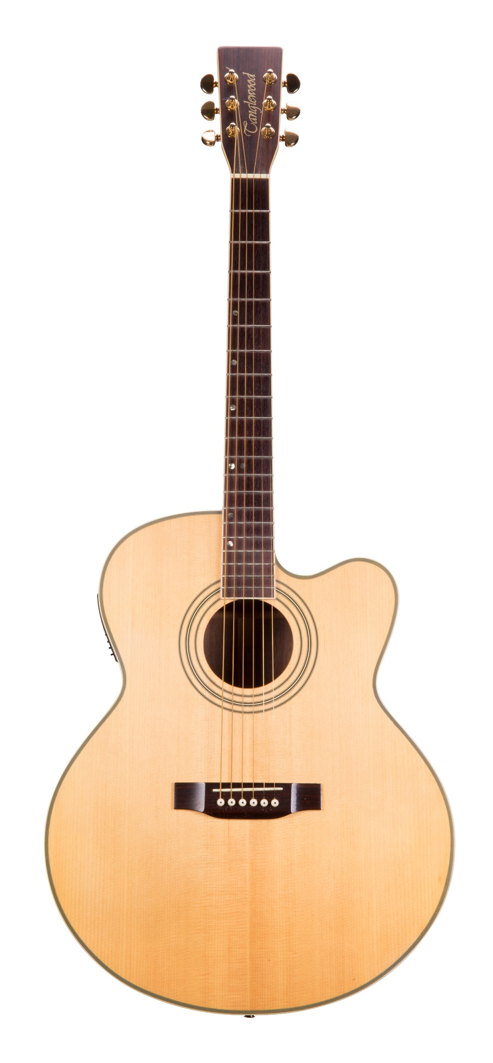 Tanglewood electro-acoustic guitar, ser. no. 6xxxx7; Finish: natural; Fretboard: rosewood; Frets: