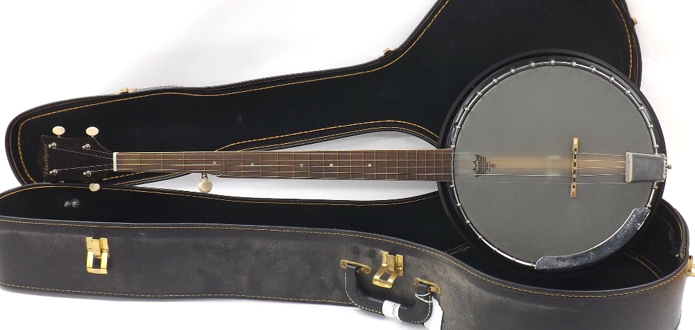 Harmony five string banjo, made in USA, with 11" skin and 26.5" scale, semi rigid hard case