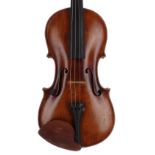 German violin by and labelled Joh. Bapt. Schweitzer, fecit at Forman..., 14 3/16", 36cm