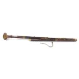 Mid 19th century Bassoon with brass keys and turned ferrules, 54" long