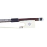 French silver and ivory mounted viola bow, unstamped, the stick octagonal, the ivory frog inlaid