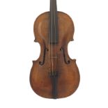 18th century English violin of the Peter Walmesley School, the back and sides of birds eye maple,