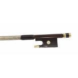 Good French nickel mounted violin bow of the Pajeot/Maire School circa 1835-1840, unstamped, the