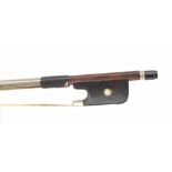 German silver mounted violoncello bow by and stamped Weichold Dresden, the stick round, the ebony