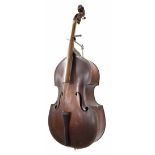 Early 20th century double bass in need of restoration, length of back 41.75", 106cm