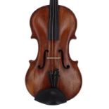 Interesting violin ascribed to the School of Antonio Mariani, unlabelled, the two piece back of