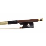 Gold and tortoiseshell mounted violin bow stamped Ch. Buthod á Paris, the stick round, the