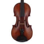 French violin by Nicolas Darche labelled N. Darche Luthier, á Aix-la-Chapelle, 1845, the one piece