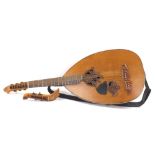 Early 20th century Theorbo lute, converted to a six string lute guitar, with multi-section bowl